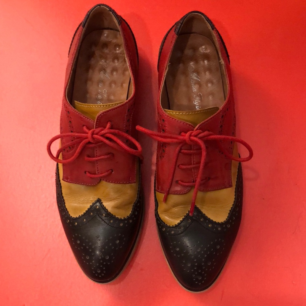 Mona Flying Red and mustard Wingtip Oxford Shoes